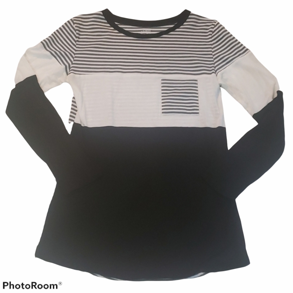 Tickled Teal Stripe Soft PocketFront Shirt sz M